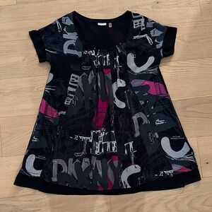 Baby Doll style Short Sleeve Dress or Blouse   DKNY LARGE Loose Fit.